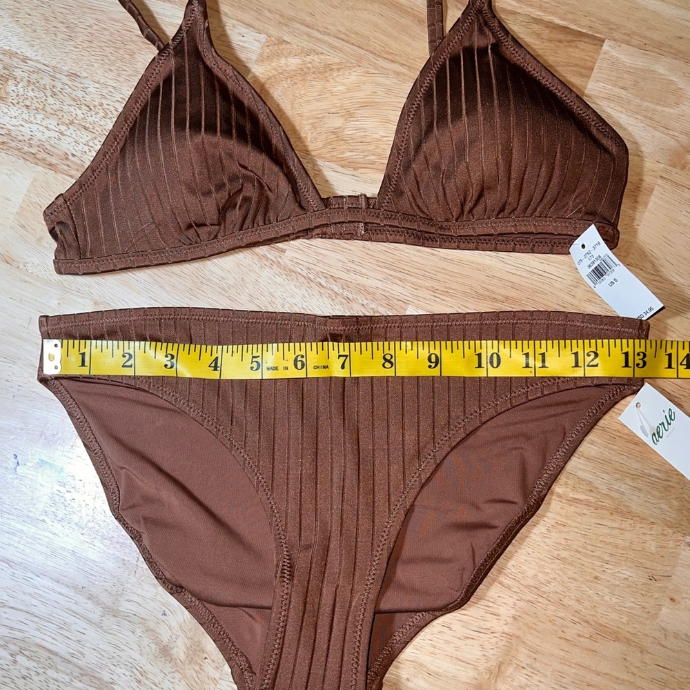 SMALL Aerie Women’s 2 Piece Bikini Swimsuit In Brown BNWTS - Picture 2 of 8